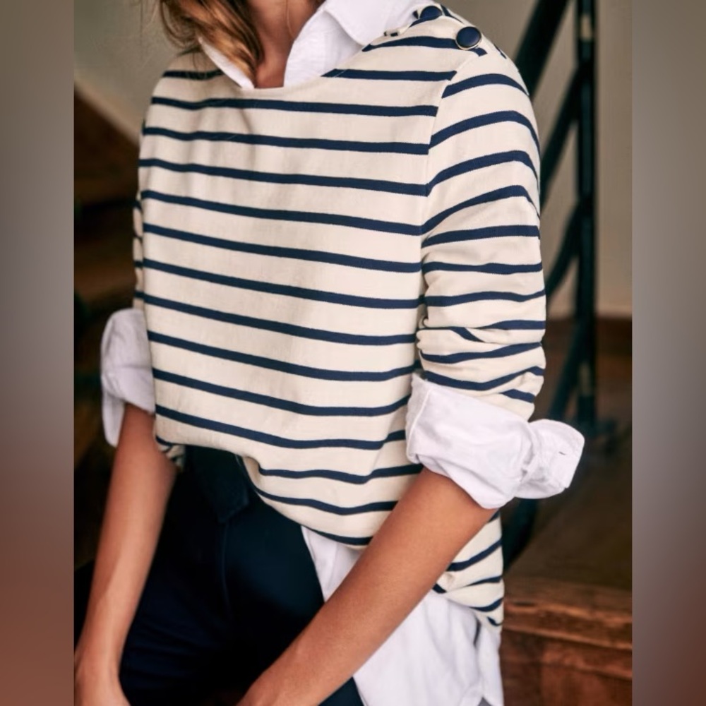 Sézane COLETTE MARINIÈRE, Ecru Navy